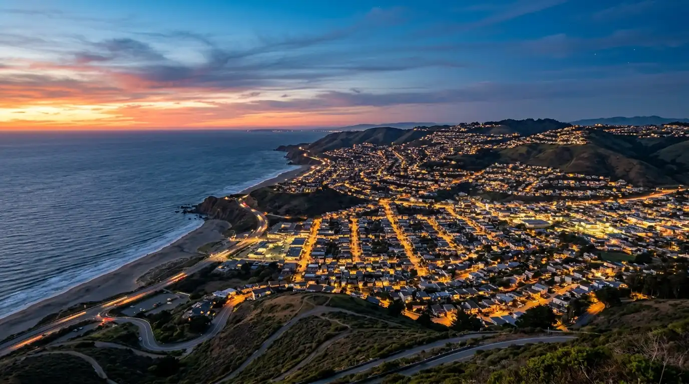 Daly City California at dusk